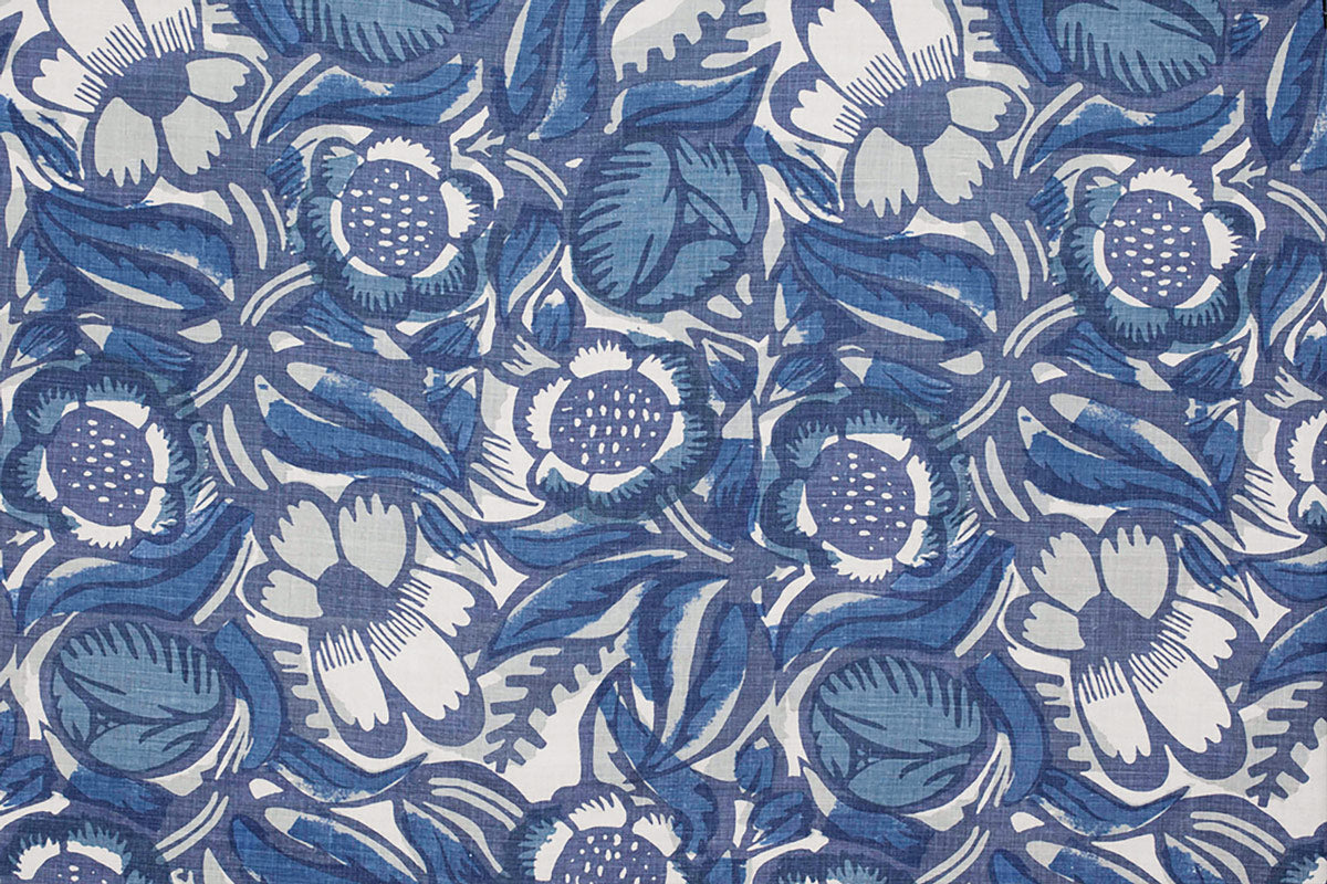 Christopher Farr La Foret Indoor Printed Indigo Fabric Sample