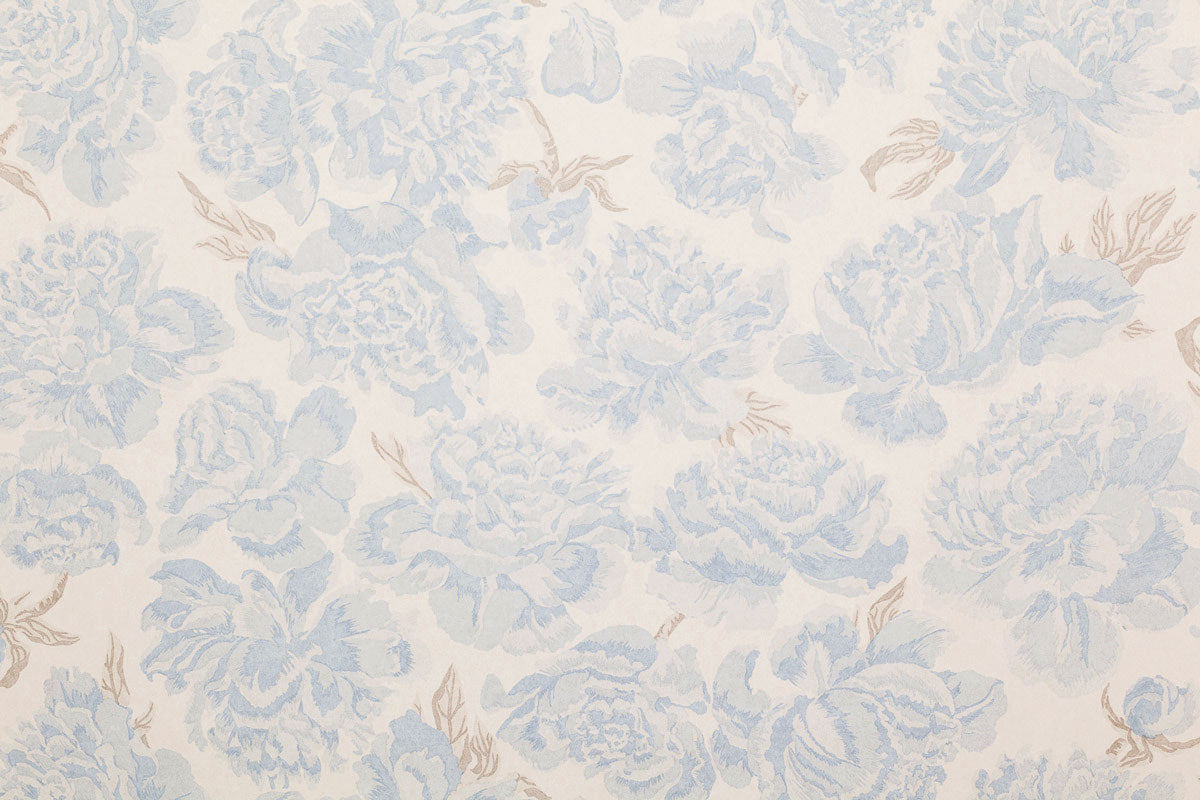 Christopher Farr Peonies Standard Turquoise Wallpaper Sample