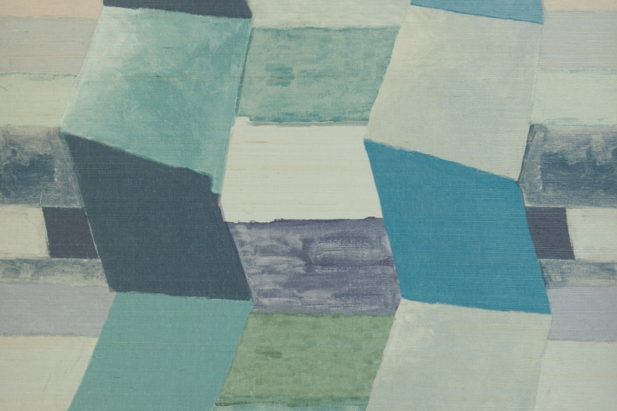Christopher Farr Zig Zag Raffia Cobalt Wallpaper Sample