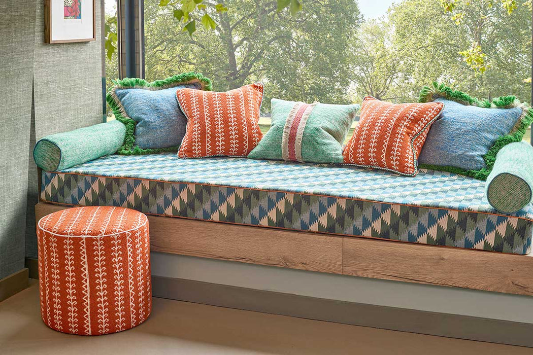 Christopher Farr Busy Lizzie Indoor Woven Aqua Fabric Sample