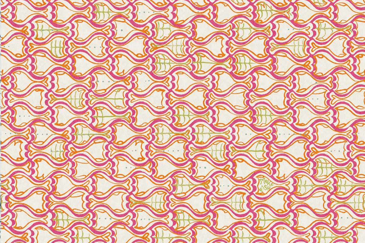Christopher Farr Make Fish Standard Fuchsia Wallpaper Sample