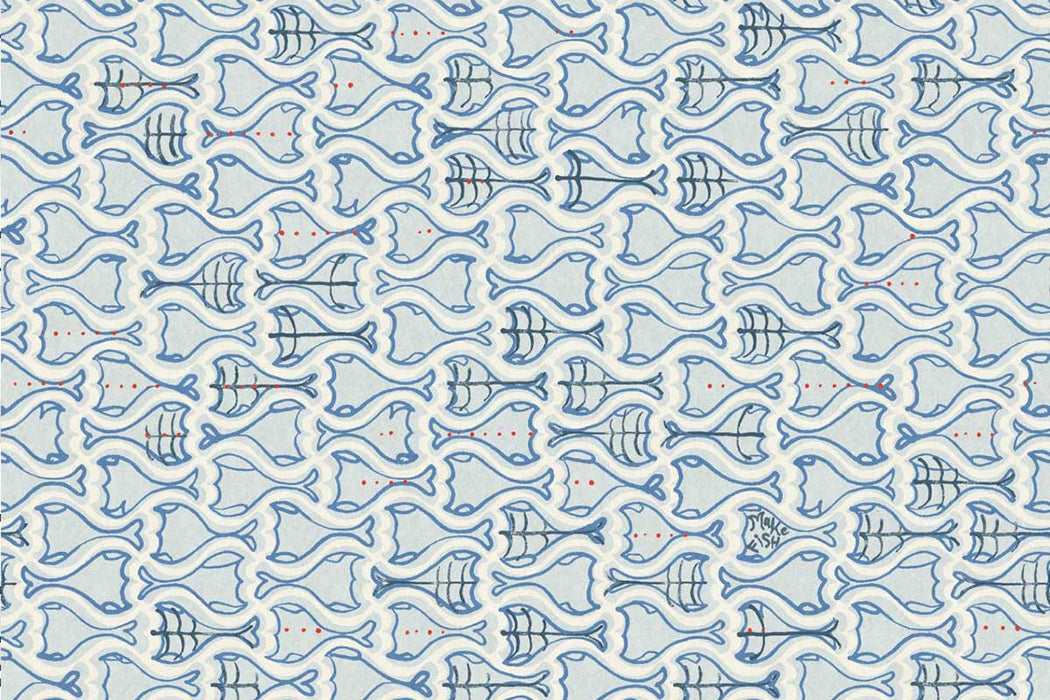 Christopher Farr Make Fish Standard Cobalt Wallpaper Sample