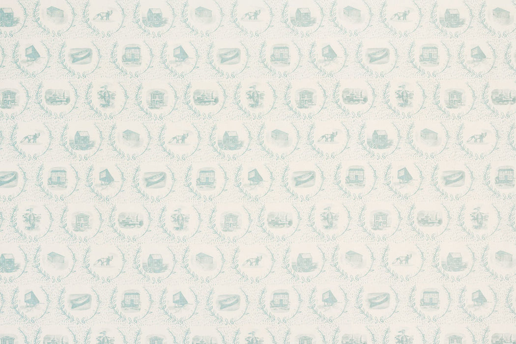Christopher Farr Set The Scene Indoor Printed Aqua Fabric
