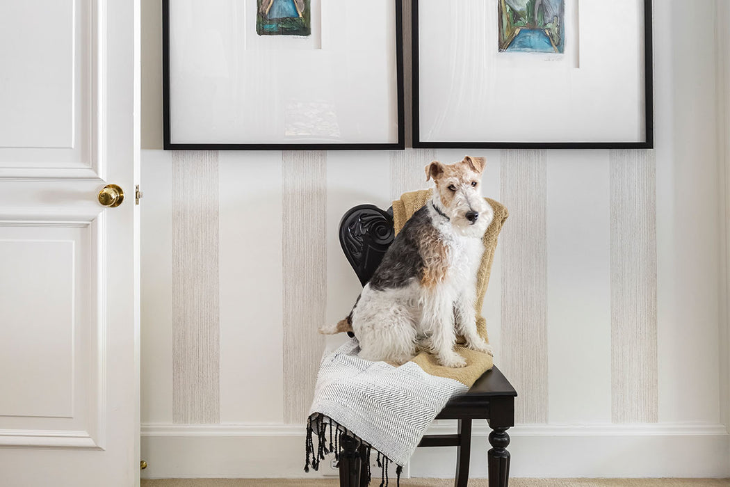 Christopher Farr Brome Stripe Standard Beige Wallpaper Sample