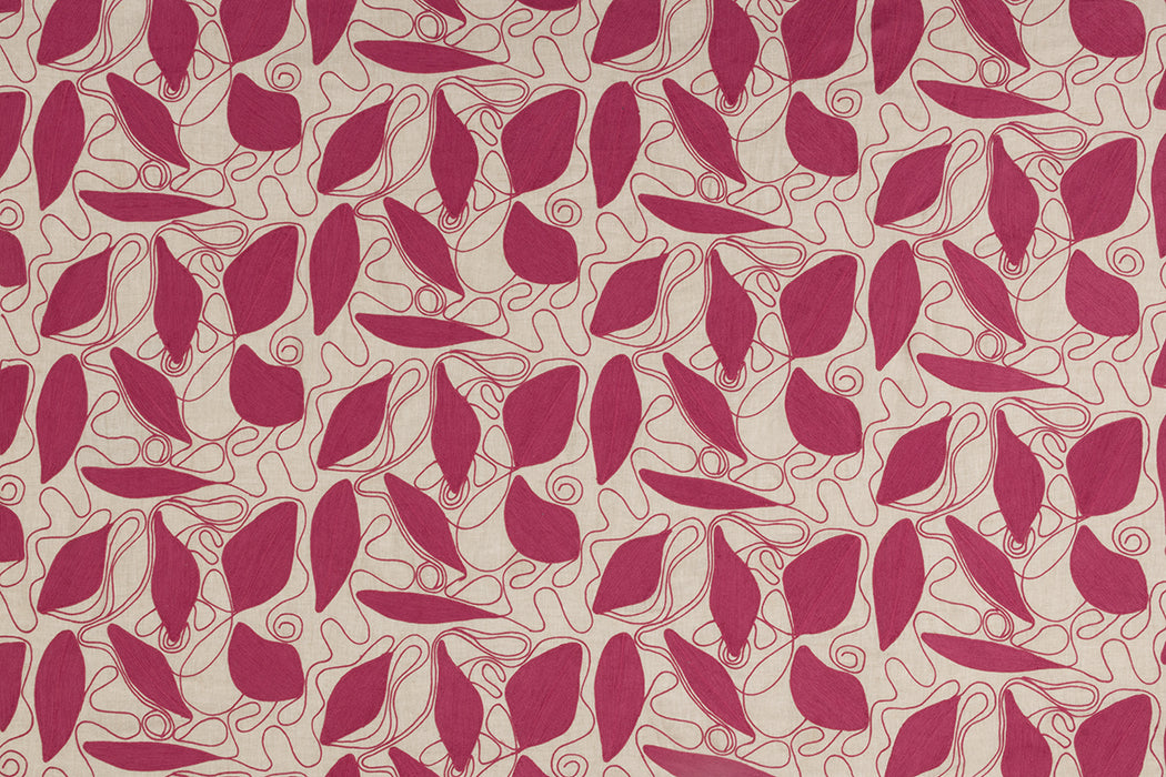 Christopher Farr Foliage Indoor Embroidered Hot Pink Fabric Sample