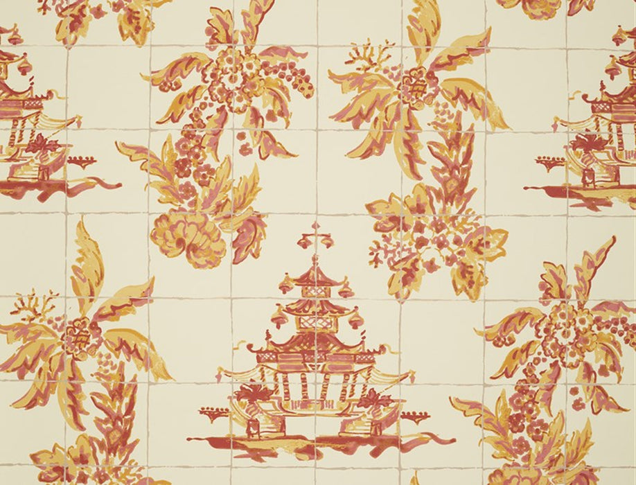 No.9 Thompson Pagoda And Palms  Wild Rose Wallpaper N9021002003