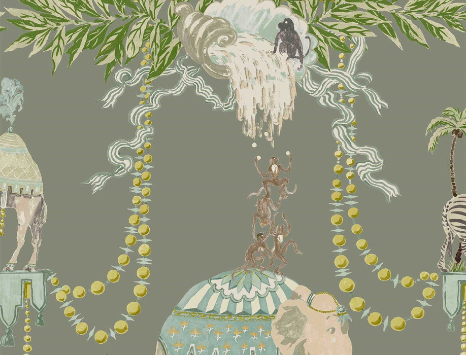 No.9 Thompson Monkey Business  Sage Wallpaper Sample N9021038005