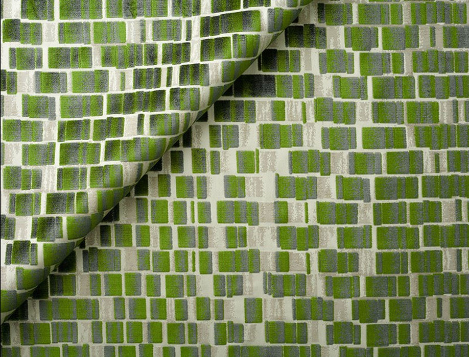 Jim Thompson Shifting Grids Emerald Fabric Sample JT013470003