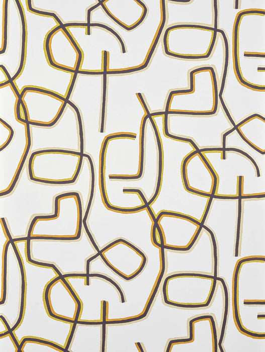 Pierre Frey Graphic Ocre Wallpaper Sample FP070001