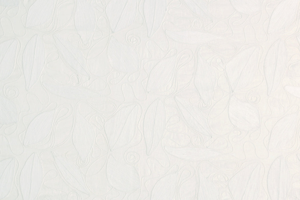 Christopher Farr Foliage Embroidered Ecru Fabric Sample