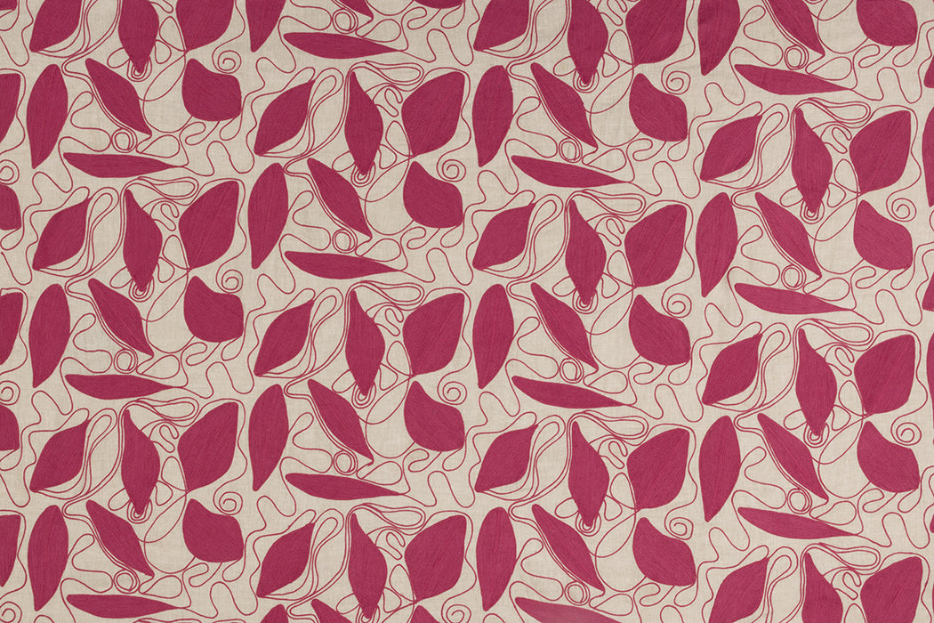 Christopher Farr Foliage Embroidered Hot Pink Fabric
