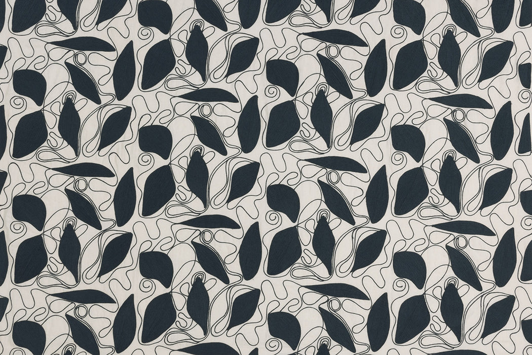 Christopher Farr Foliage Embroidered Navy Fabric