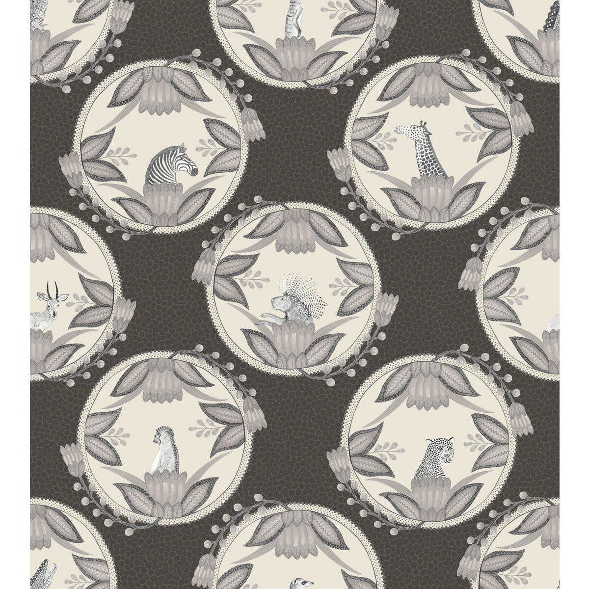 Cole & Son Ardmore Cameos Black & White Wallpaper Sample 109/9043.CS.0