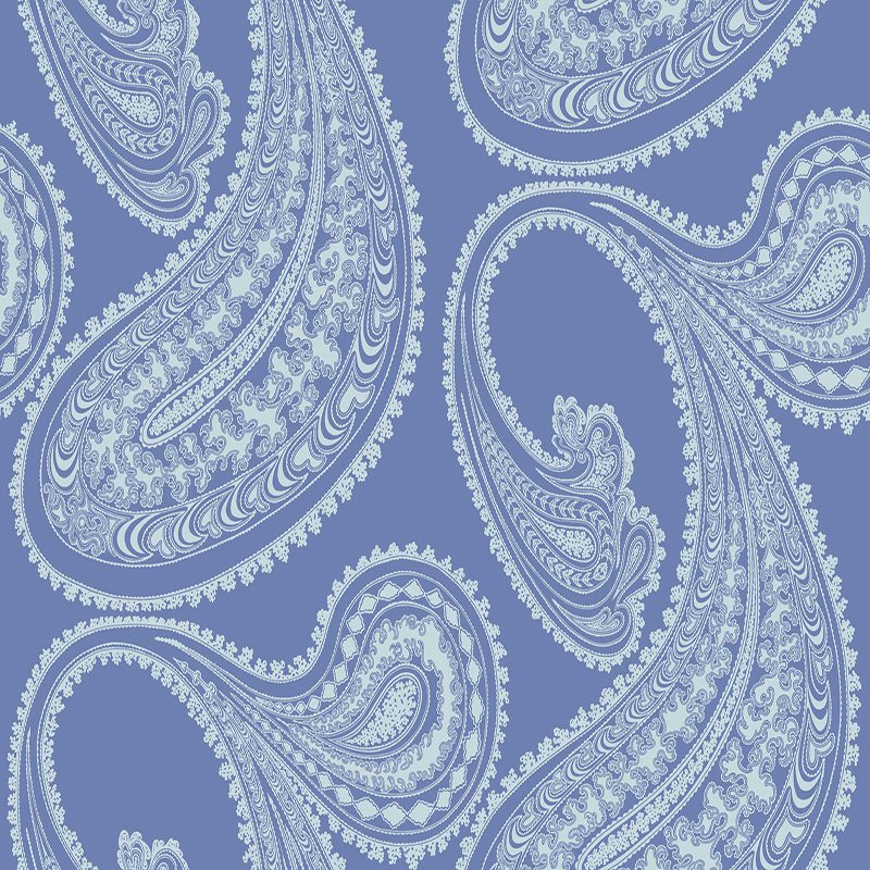 Cole & Son Rajapur Flock Blue/White Wallpaper Sample 112/9032.CS.0