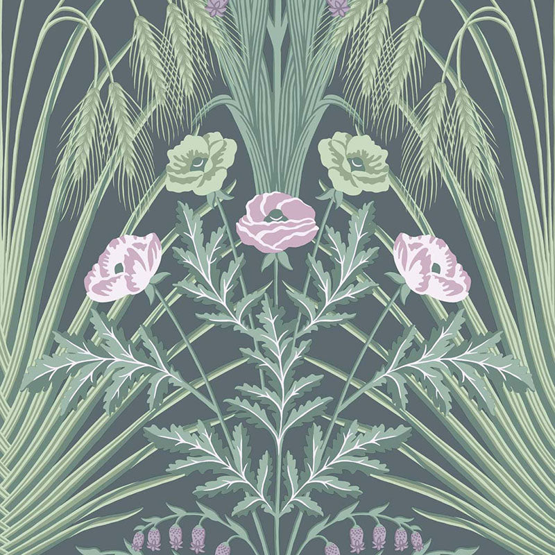 Cole & Son Bluebell Sage On Charcoal Wallpaper Sample 115/3009.CS.0
