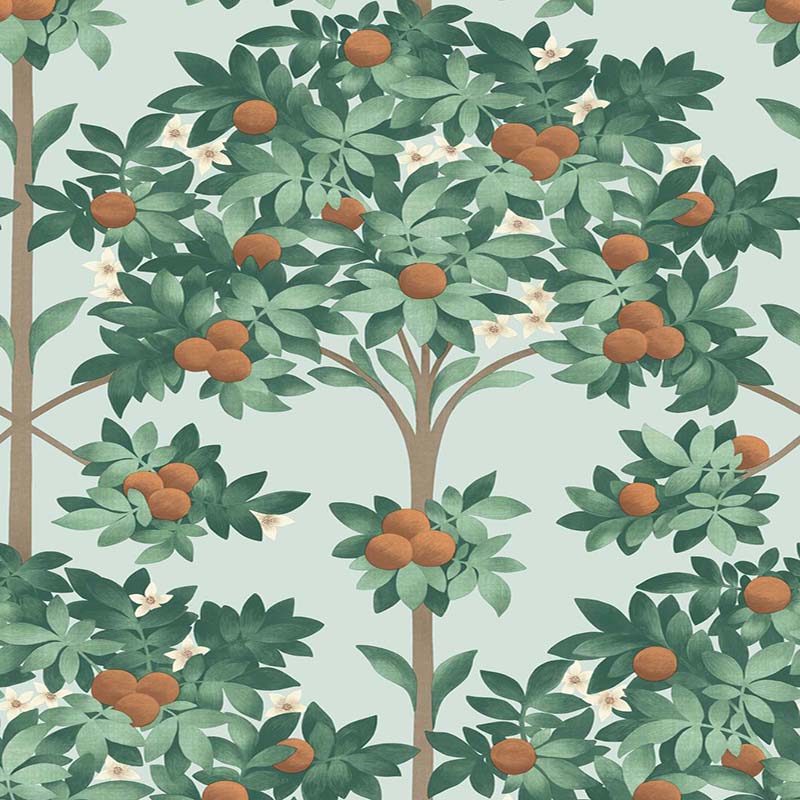 Cole & Son Orange Blossom Burnt Orange/Mint/Seafoam Wallpaper Sample 117/1004.CS.0