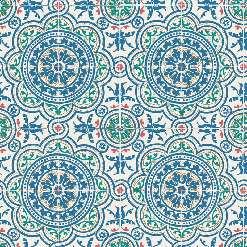 Cole & Son Piccadilly Denim & Rouge On Chalk Wallpaper Sample 117/8024.CS.0