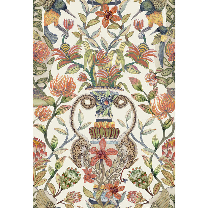 Cole & Son Protea Garden Silk Olvgrn&Tngrn/Wht Wallpaper 119/10045.CS.0