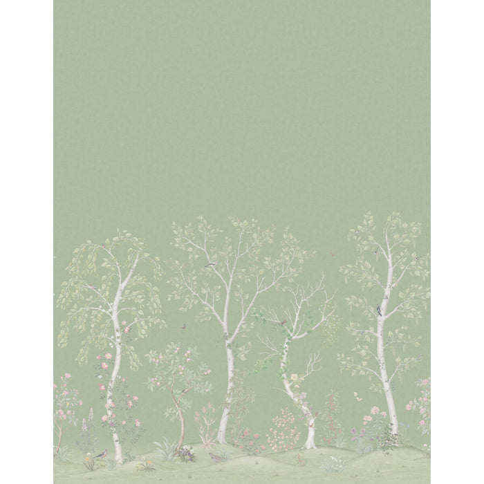 Cole & Son Seasonal Woods Olive Silk Wallpaper 120/6021S.CS.0