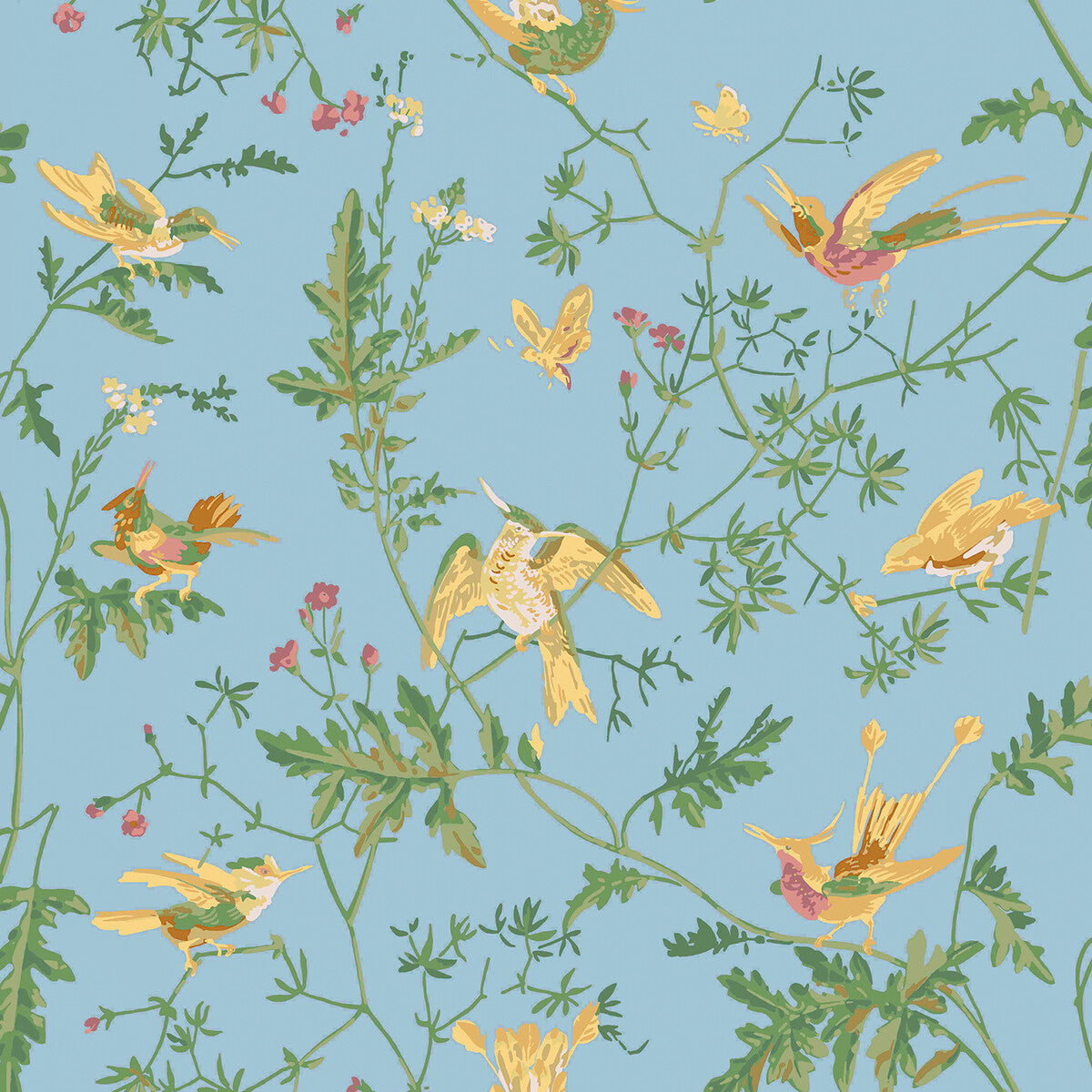 Cole & Son Hummingbirds Yellow/Blue Wallpaper 124/1004.CS.0