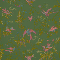 Cole & Son Hummingbirds Sage/Pink Wallpaper 124/1005.CS.0