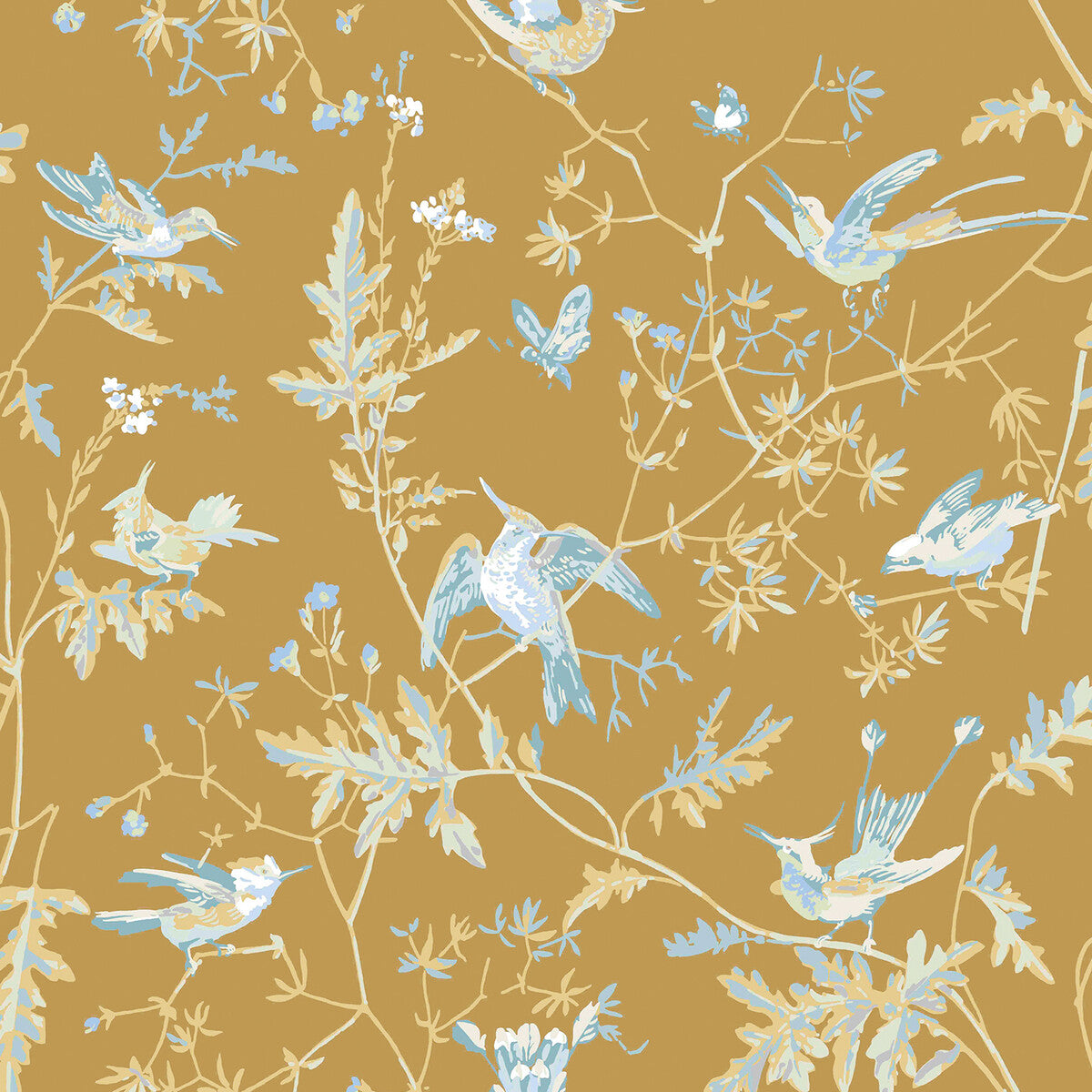 Cole & Son Hummingbirds Grey/Gold Wallpaper 124/1006.CS.0
