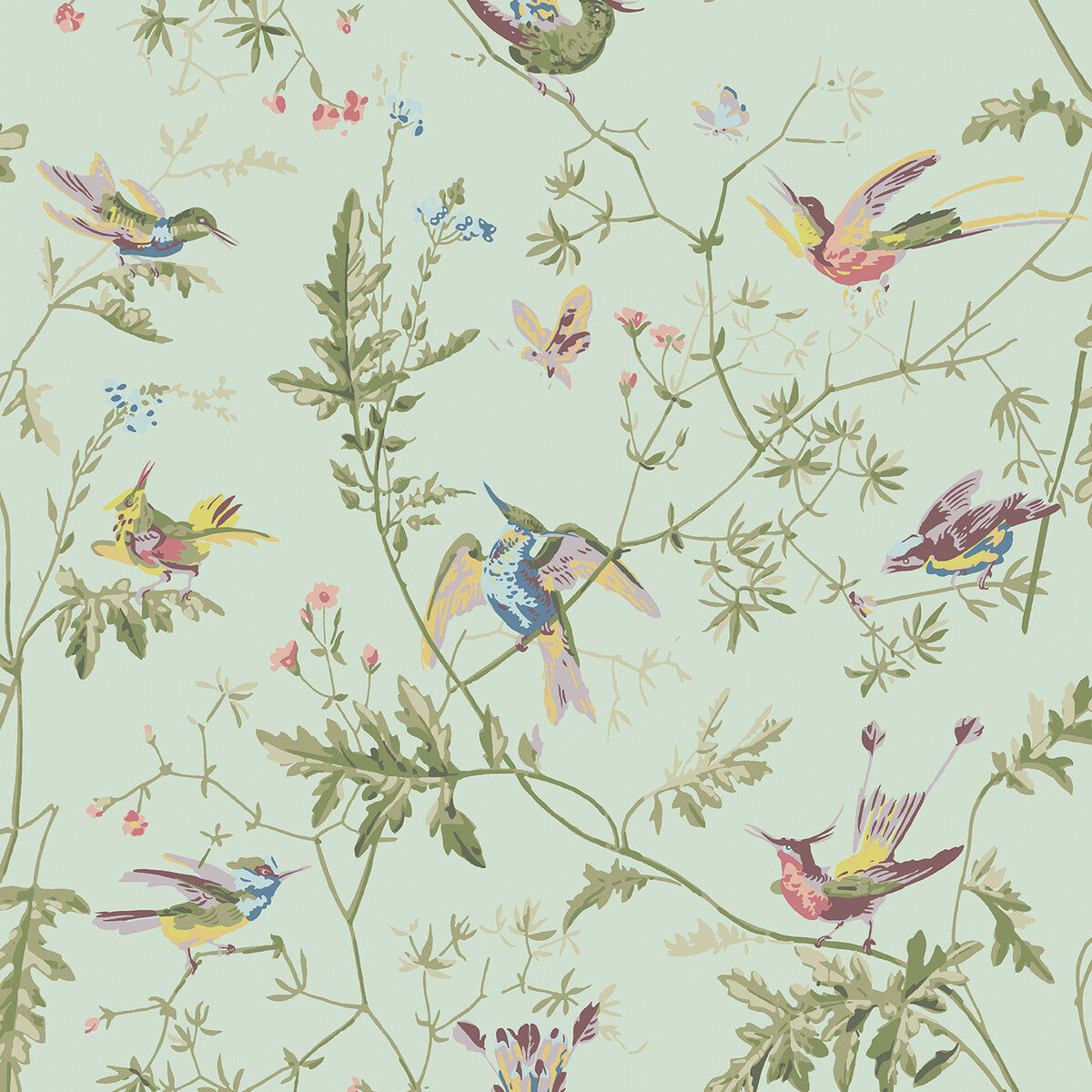 Cole & Son Hummingbirds Spa/Multi Wallpaper Sample 124/1007.CS.0