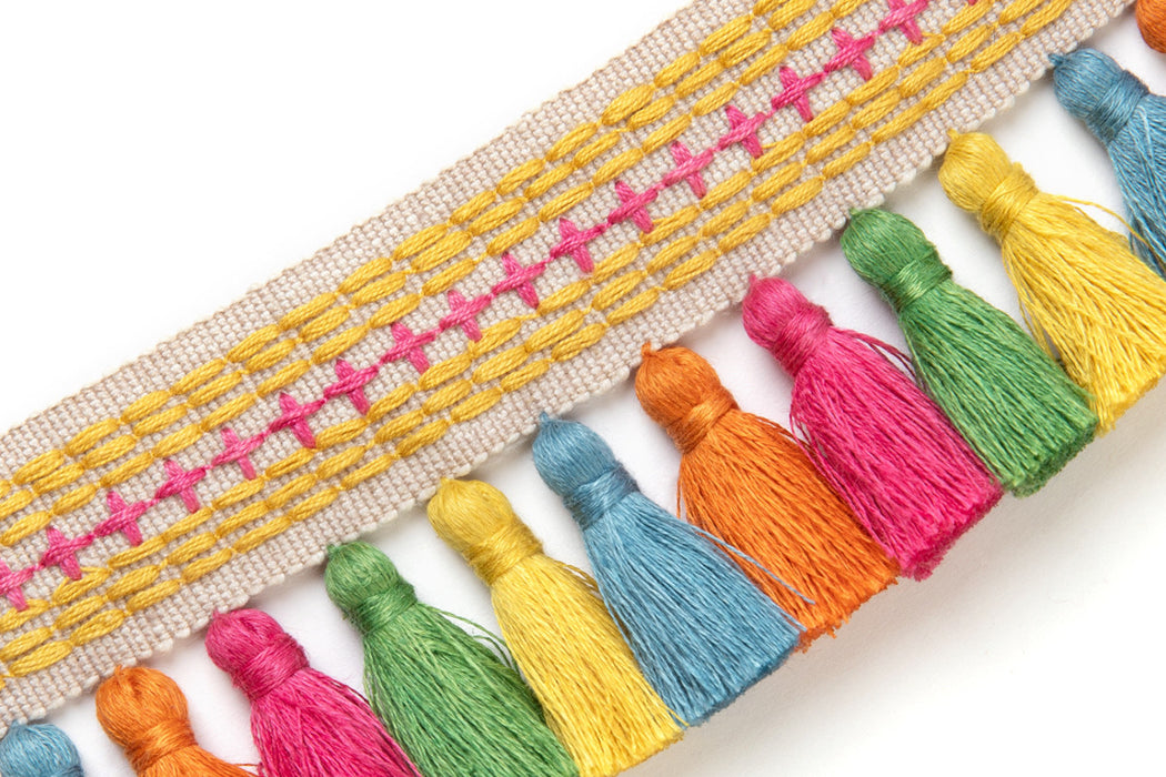 Christopher Farr Jamboree Tasselled Hot Pink Trim