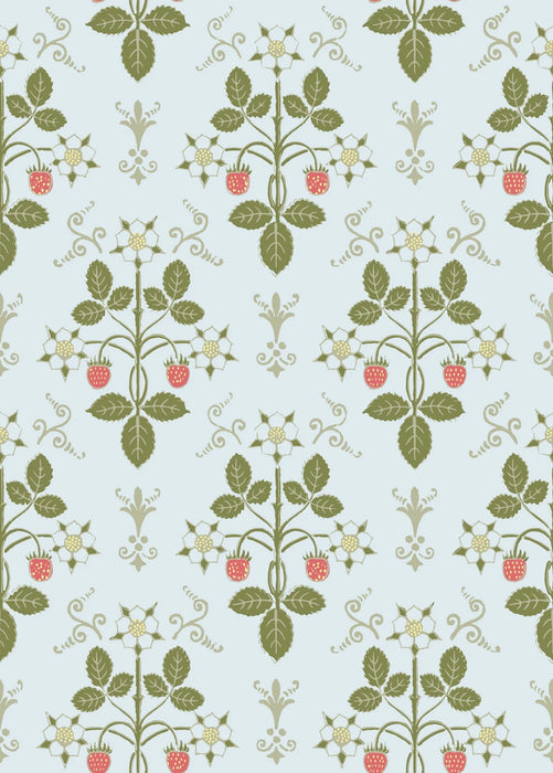 Cole & Son Strawberry Olive/Blue Wallpaper Sample 127/2009.CS.0