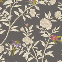 Cole & Son Roseberry With Birds Charcoal Wallpaper 127/4019.CS.0