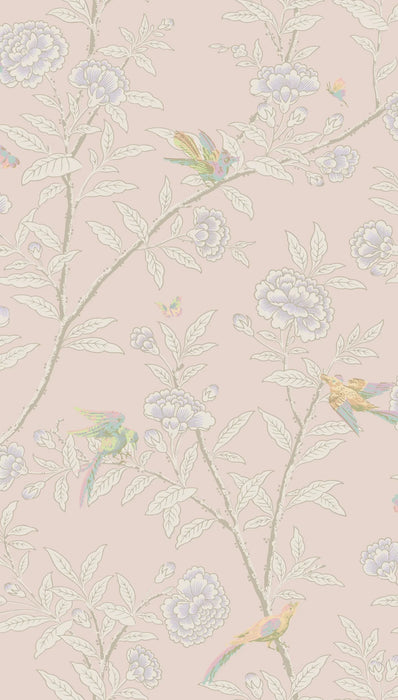 Cole & Son Roseberry With Birds Pink Wallpaper 127/4020.CS.0