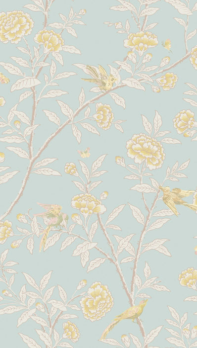 Cole & Son Roseberry With Birds P Blue Wallpaper Sample 127/4023.CS.0