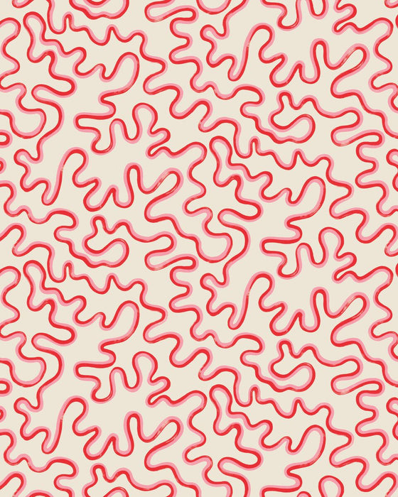 Cole & Son Rainforest Squiggle Crimson Wallpaper Sample 130/8026.CS.0