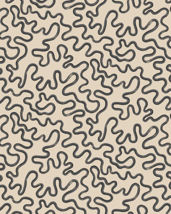 Cole & Son Rainforest Squiggle Charcoal Wallpaper Sample 130/8027.CS.0