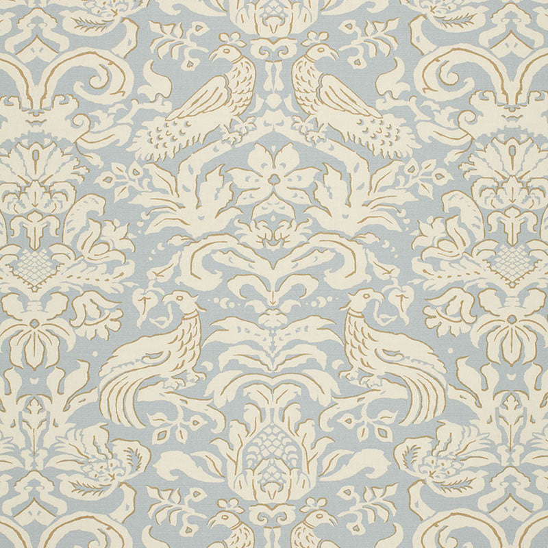 Schumacher Aldwyn Damask Robin's Egg Fabric 1328000
