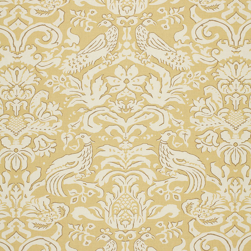 Schumacher Aldwyn Damask Buttercup Fabric Sample 1328002