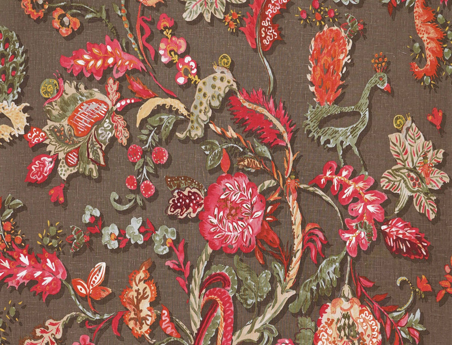 No.9 Thompson Peacock Picnic Chocolate Fabric N9012269003