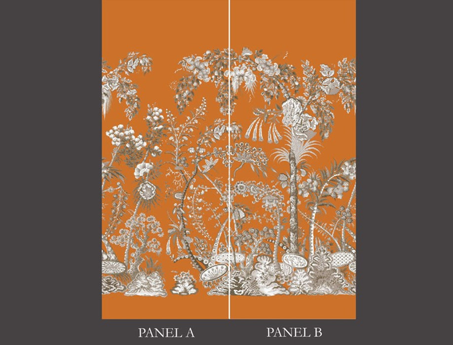 Jim Thompson Palampore Panel A & B  Tiger Lily Wallpaper Sample JT021041006