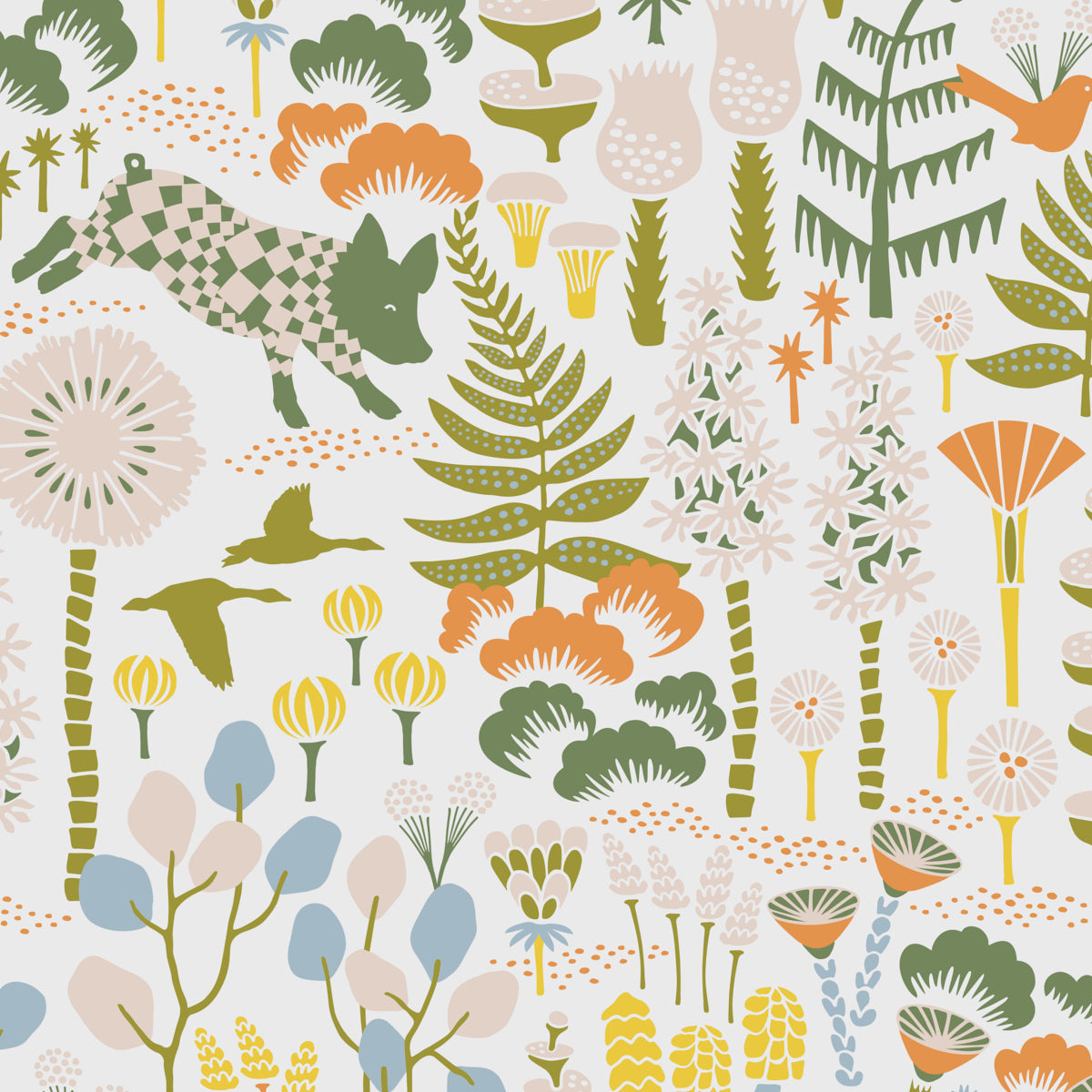 Schumacher Hoppmosse Ivory And Multi Wallpaper Sample 1450