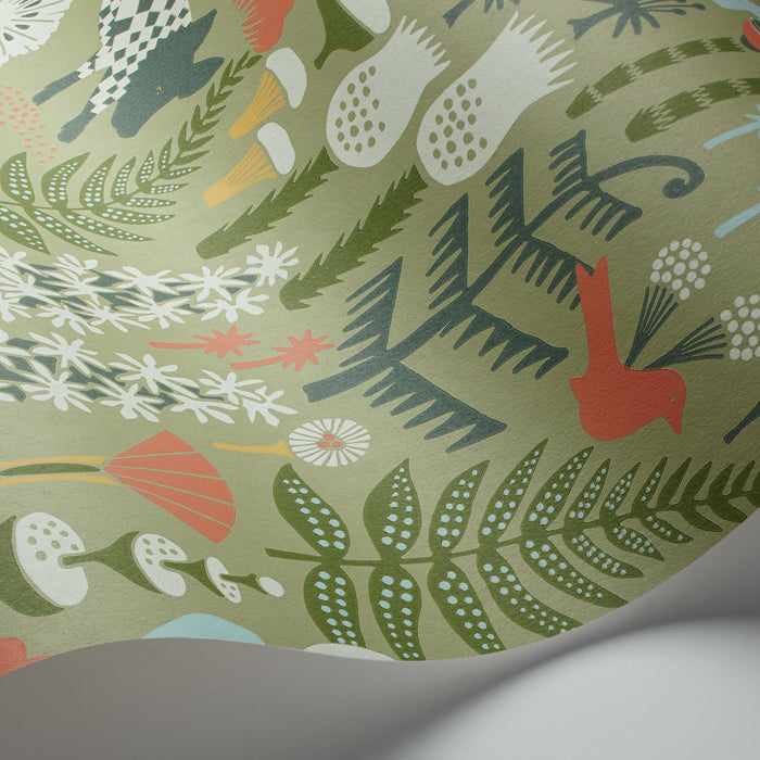 Schumacher Hoppmosse Sage Wallpaper Sample 1451