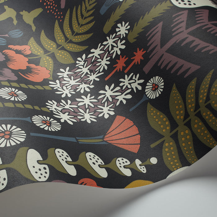 Schumacher Hoppmosse Midnight Wallpaper Sample 1452
