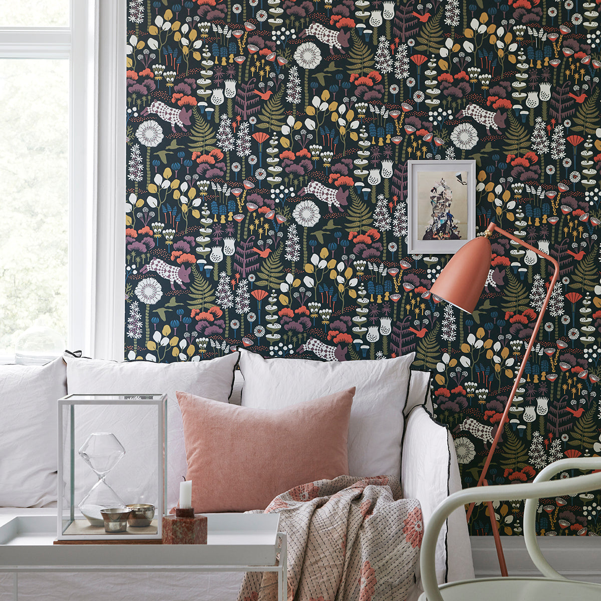 Schumacher Hoppmosse Midnight Wallpaper Sample 1452