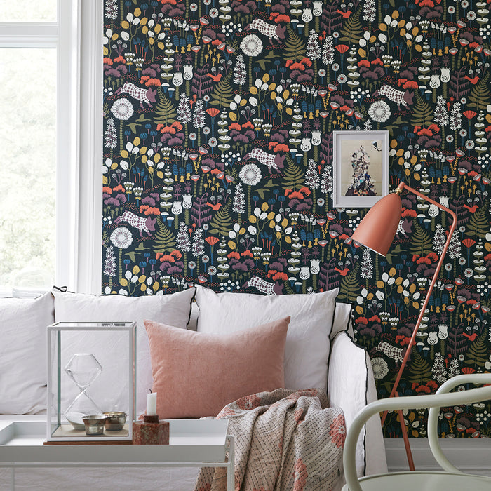 Schumacher Hoppmosse Midnight Wallpaper Sample 1452