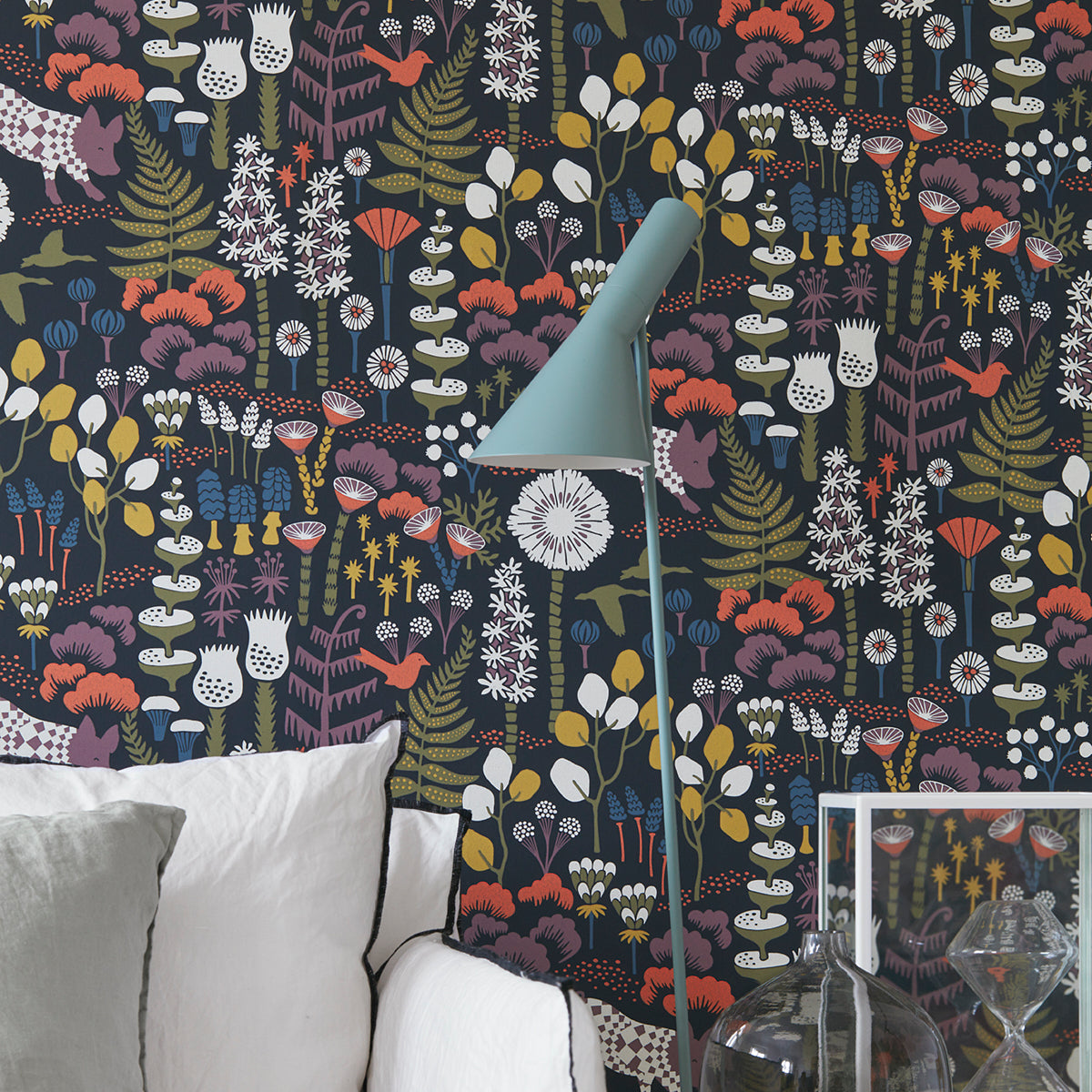 Schumacher Hoppmosse Midnight Wallpaper Sample 1452