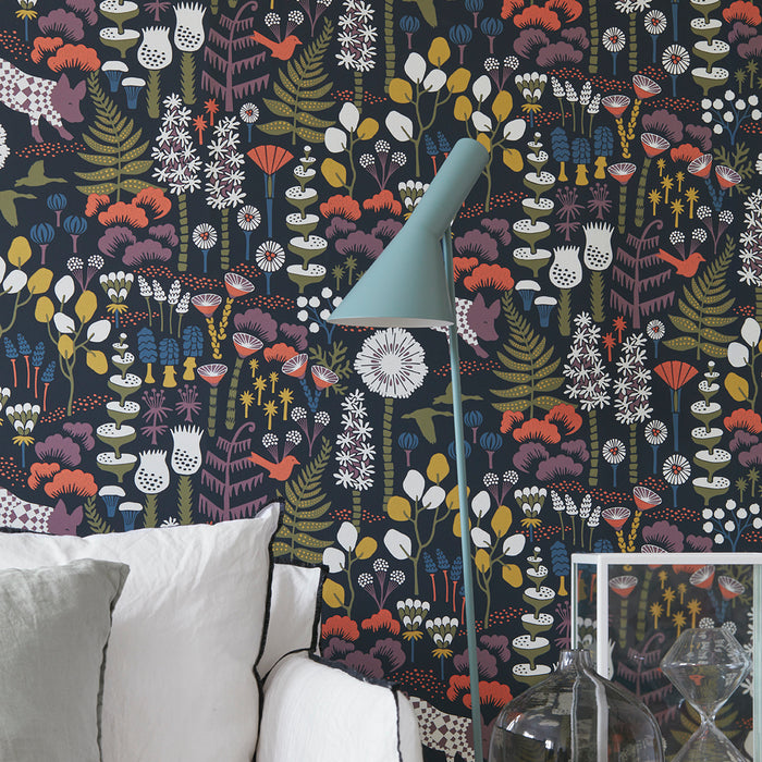 Schumacher Hoppmosse Midnight Wallpaper Sample 1452