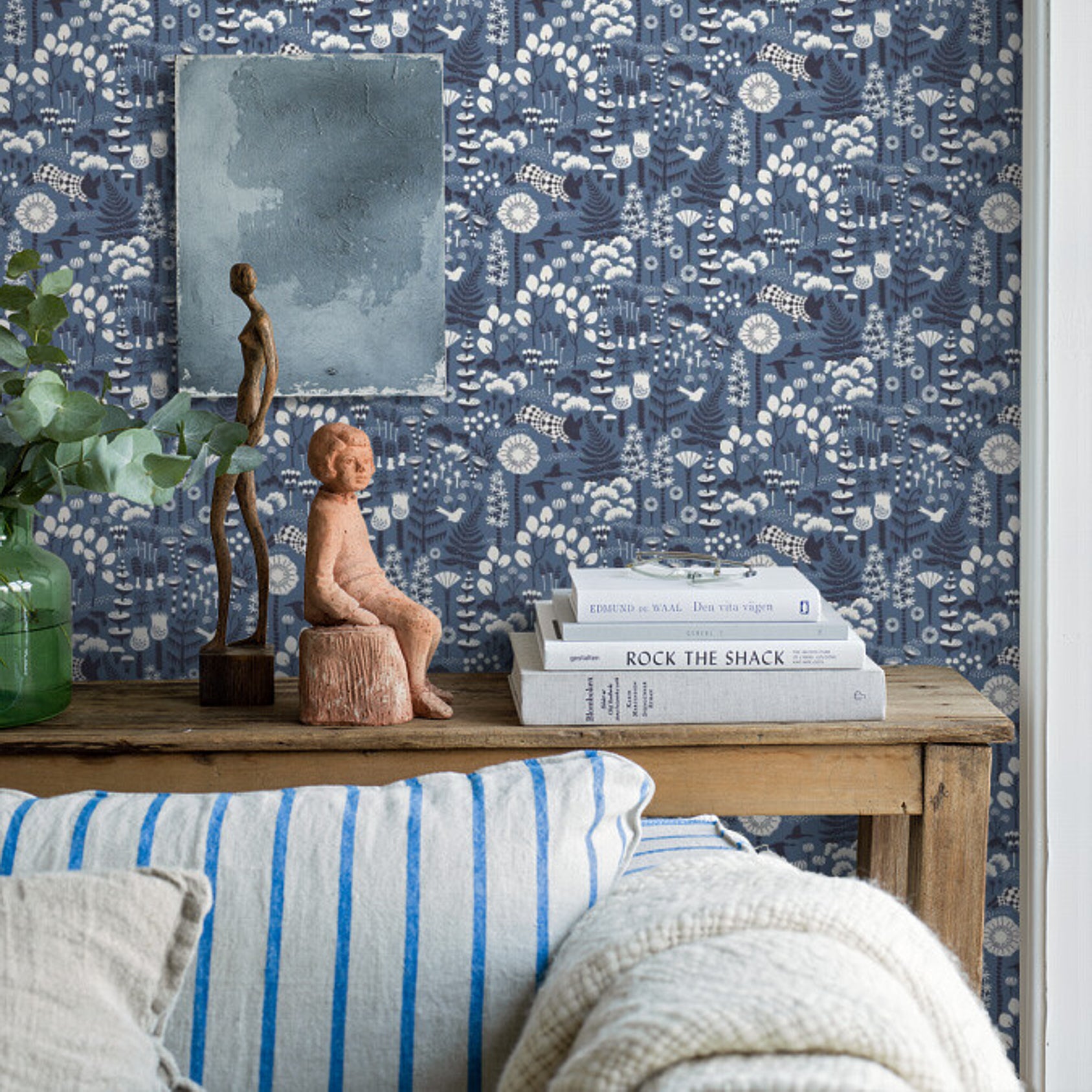 Schumacher Hoppmosse Blue Wallpaper Sample 1453
