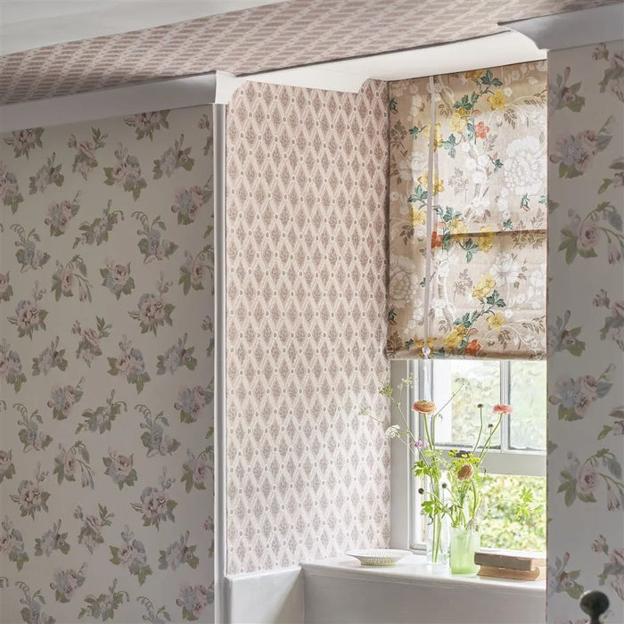 English Heritage St John Street Trellis Vintage Rose Wallpaper Sample PEH0003-02