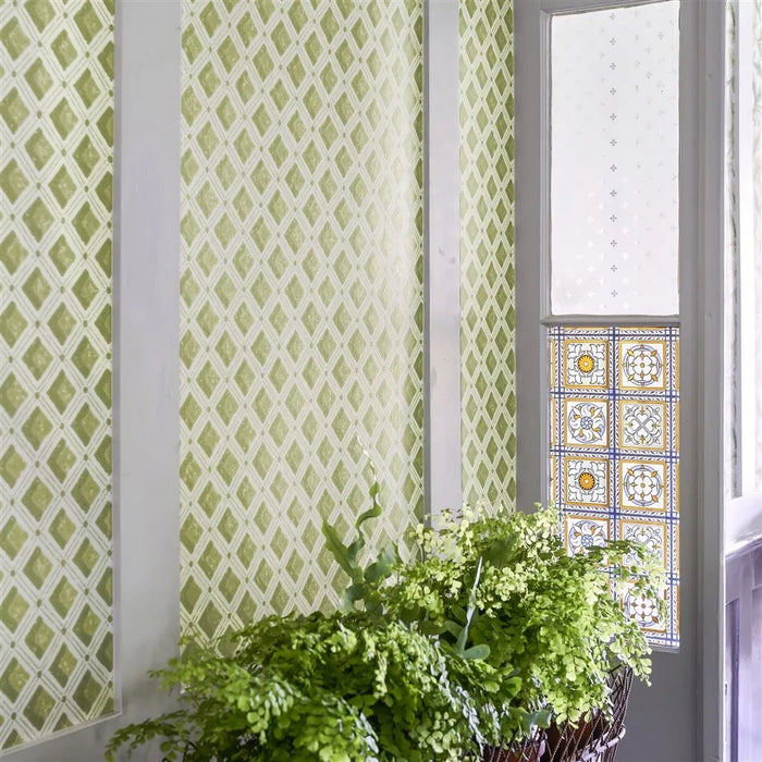 English Heritage Amsee Geometric Moss Wallpaper Sample PEH0002-05