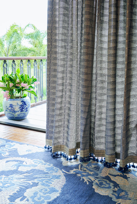 Jim Thompson Lisu Embroidery Indigo Fabric Sample JT013927002