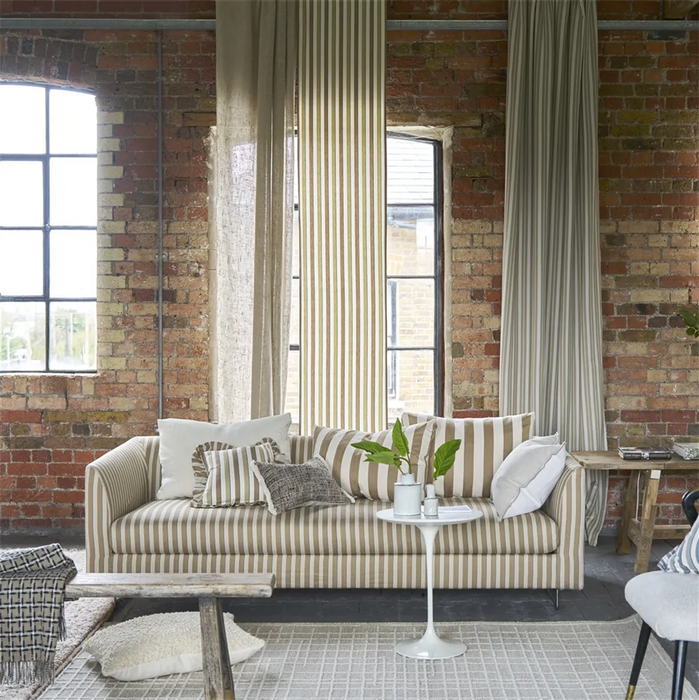 Designers Guild Berkeley Stripe Stone Fabric Sample FDG3214-01